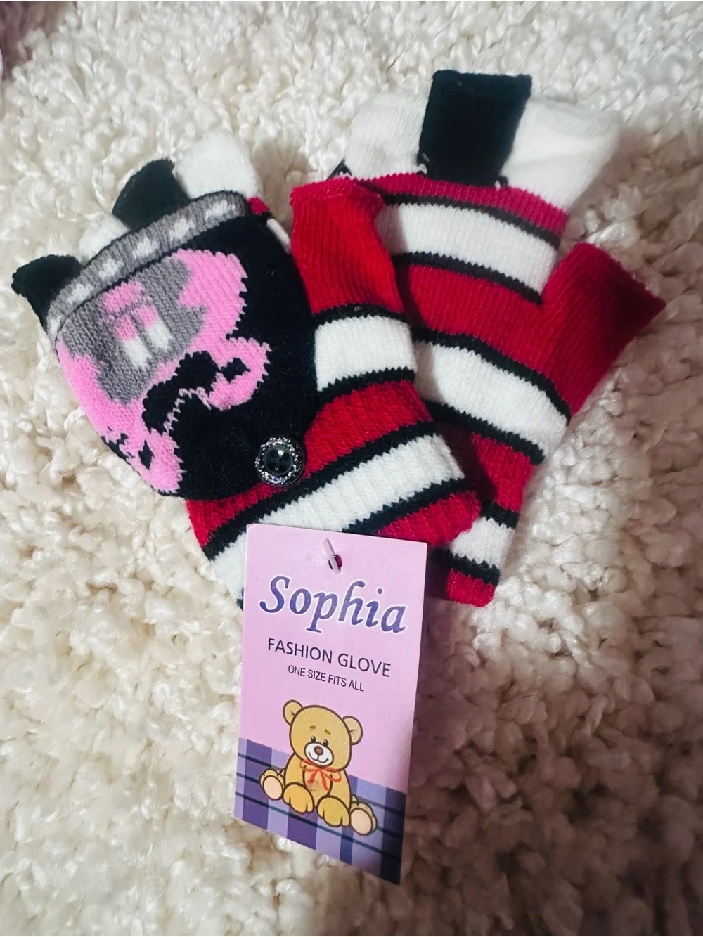Kids Colorful Yellow & Red Fingerless Gloves-$10 each